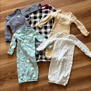 Bundle of 5 Carters Newborn Sleep Gowns Cotton